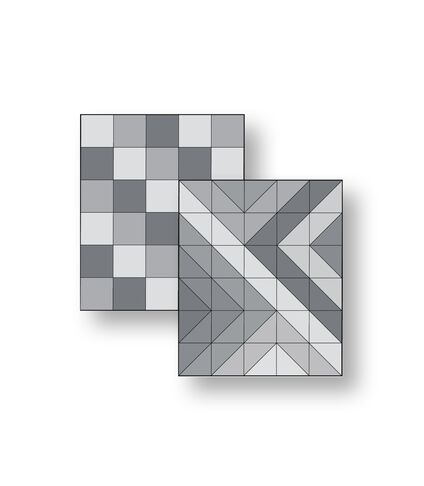 Two custom FLOR Design Studio area rug templates in black and white.